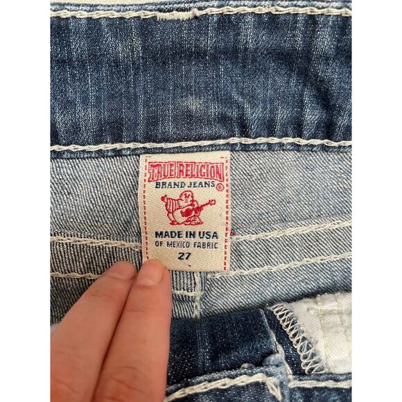 True Religion‎ Low Rise Cut Off Button Flap Pocket Denim Jean Shorts Size 27 - Picture 5 of 9